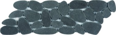 Reconstituted Pebble Sliced Interlocking Mosaic Tile - 4" x 12" - Black