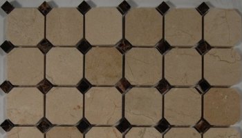 Octagon Stone Tile - Crema Marfill with Dark Emperidor Dot