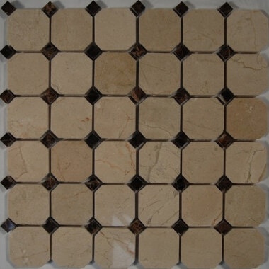 Octagon Stone Tile - Crema Marfill with Dark Emperidor Dot