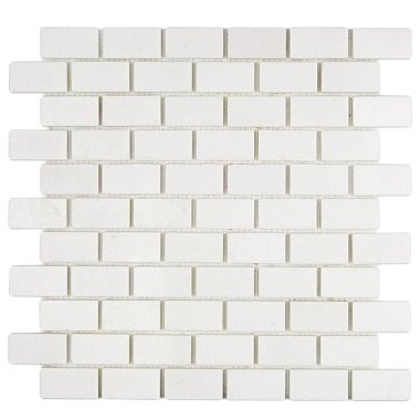 White Thassos Brick Mosaic Tile 12" x 12" - White Thassos
