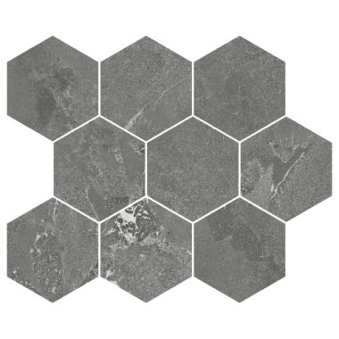 Horizon 4" x 4" Hex Mosaic Tile 10" x 12" - Graphite