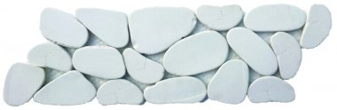 Reconstituted Pebble XL Stone Interlocking Mosaic Tile Border - 4" x 12" - White