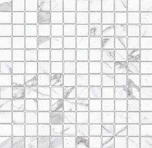 Marmi Mosaic 1"x1" Tile "Polished" 10" x 10" - Statuario Venato