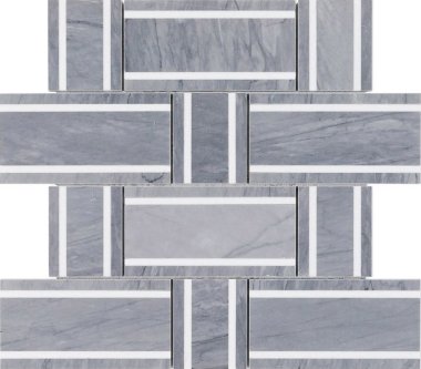 Interlace Tile 12 3/4" x 12 7/8" - Burlington Gray and White Thassos
