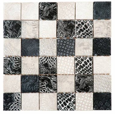 Stone Tile Mosaic 2" x 2" - White Black