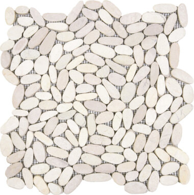 Pebble Sliced Matte Interlocking 12" x 12" - White