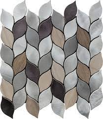 Marble Stone Aluminum & Marble Mosaic Tile 11" x 12" - Silver/Grey/Brown