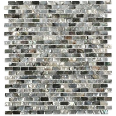 Pearl Brick Lip Semi Precious Tile 11.13" x 12.25" - Black