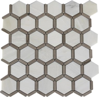 Honeycomb Stone Tile - Asian Statuary and Athens Gray