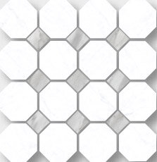 Carrara Marble Look Tile Ottagona 2" x 2" - Carrara