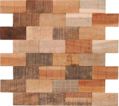 Bati Orient Wood-Look Interlocking Mosaic Tile - 13" x 14.4" - Natural