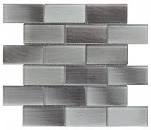 Glass Tile Linear Brick Pattern 12" x 12" - Light Grey