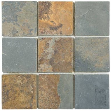 Slate Tile Mosaic 4" x 4" - Rust