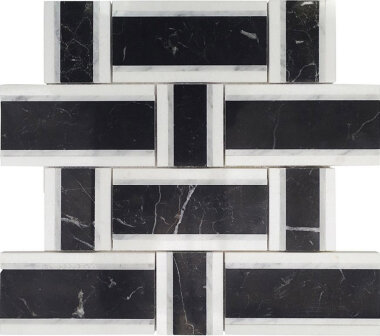 Interlace Tile 12 3/4" x 12 7/8" - Nero Marquina, White Carrara and Thassos