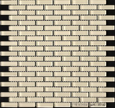 Cristallo Brick Blended Mosaic Tile 0.6" x 1.9" - Ivory