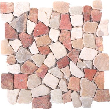 Marble Stone Tile Opus Mosaic Interlocking 12" x 12" - Onyx White/Red