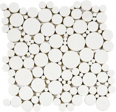 Reconstituted Stone Tile Round Mosaic Interlocking 12" x 12" - White