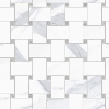 Themar Basketweave Tile 11.81" x 11.81" - Statuario Venato