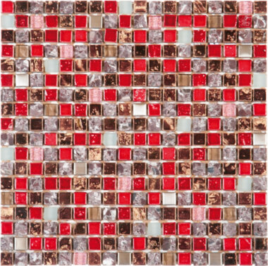 Glass Tile Decor 5/8" x 5/8" - Red Mix