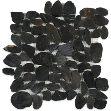 Sliced Gem Pebble Tile 12" x 12" - Black