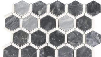 Honeycomb Stone Tile - Dark Bardiglio and White Thassos