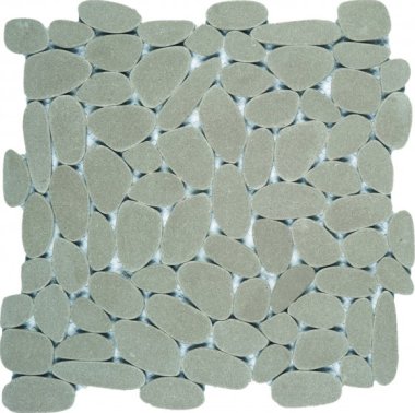 Reconstituted Pebble Sliced Interlocking Mosaic Tile - 12" x 12" - Light Grey