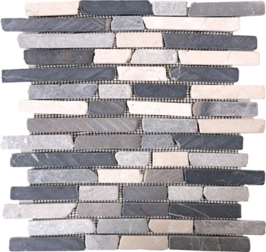 Marble Stone Tile Broken Brick Interlocking 11" x 12" - Mix White/Grey