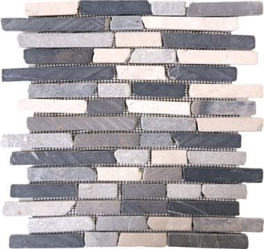 Marble Stone Tile Broken Brick Interlocking 11" x 12" - Mix White/Grey