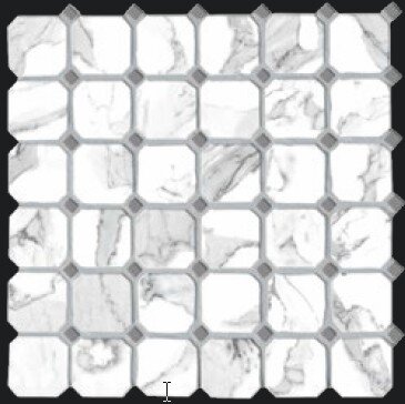 Calacatta Marble Look Tile Ottagona Mosaic 12" x 12" - Calacatta