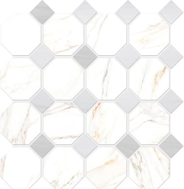 Cava Ottagona Mosaic Tile 11.8" x 11.8" - Bianco Satin