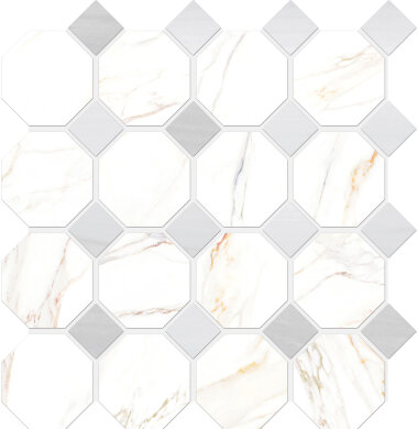Cava Ottagona Mosaic Marble Look Tile 11.8" x 11.8" - Bianco Satin