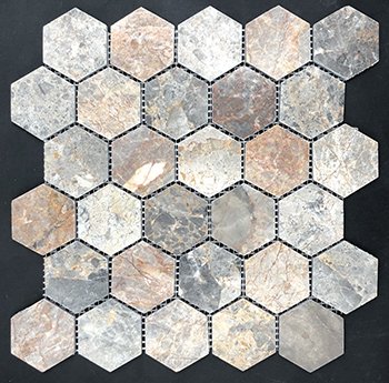 Marble Stone Tile Hexagon Mosaic 12" x 12" - Royal Vein