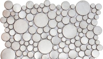 Metal Tile Brushed Penny Rounds Inox Interlocking 12,2