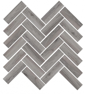 Mood Wood Herringbone Mosaic Tile 12" x 15" - Grey
