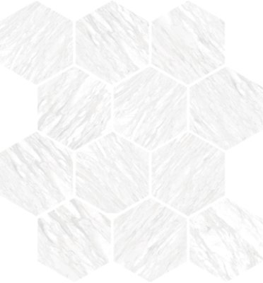 Marbles Hexagon Mosaic Tile "Polished" 9" x 11" - Volakas Silk