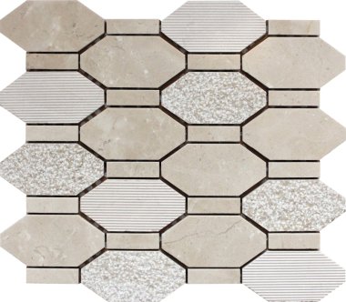 Bali Pacific Rim - Hexagon Mosaic Tile - 11" x 12.2" - Beige