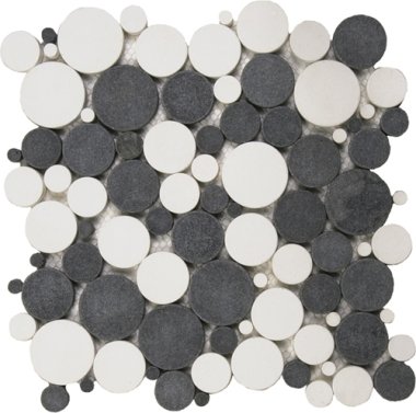 Reconstituted Stone Tile Mosaic 12" x 12" - Mix White/Black