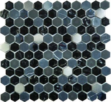 Glass Tile Hexagon Mosaic 12" x 12" - Black