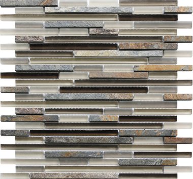 Cascades Sedona Mosaic Tile - 11.8" x 11.8" - Gray, Brown