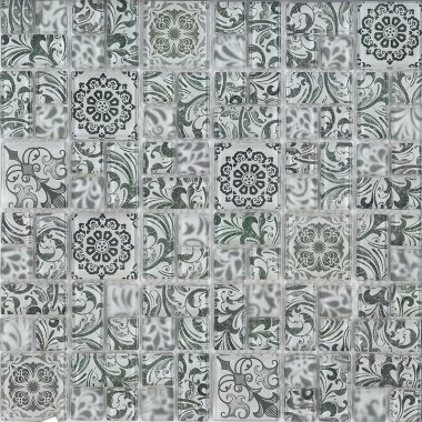 Floral Mosaic Blend Tile 12" x 12" - Super White