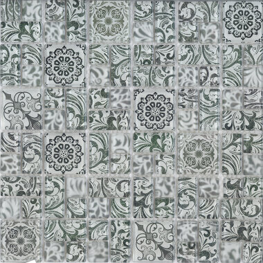 Floral Mosaic Blend Tile 12" x 12" - Super White