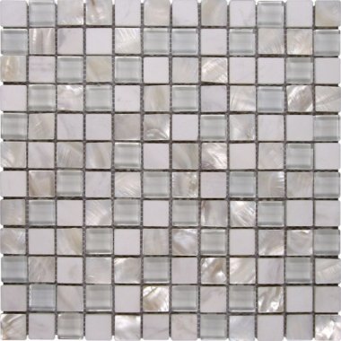 Marble Stone Tile Mother Of Pearl Glass 11.7" x 11.7" - Mix White