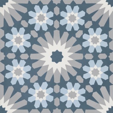 Bati Orient Cement Tile Decor Modern 8" x 8" - Dark Grey/Light Blue