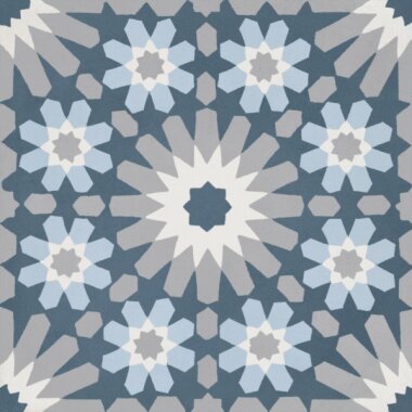 Bati Orient Cement Tile Decor Modern 8" x 8" - Dark Grey/Light Blue