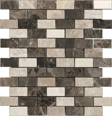 Emperador Dark Line Mosaic 1" x 2" - Brown Blend