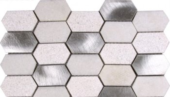 Marble Stone Tile Hexagon Mix Marble Aluminum Multi Finish 10.4