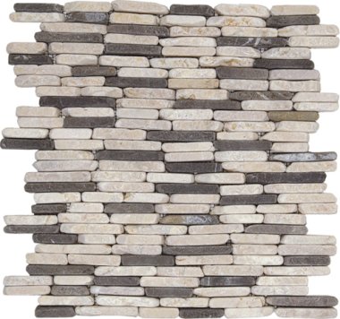 Marble Stone Tile Stacked Brick Interlocking 11.6" x 11.6" - Mix White/Grey