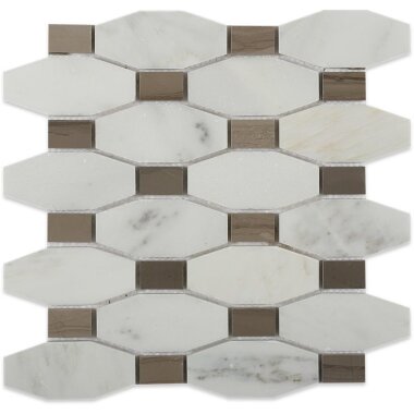 Long Octagon Tile 9.75" x 10" - Asian Statuary & Athens Gray