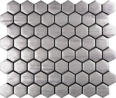 Glass Tile Hexagon Matte 10.1" x 11.6" - Silver