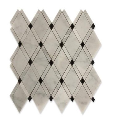 Majestic Tile 11" x 12" - White Carrara & Light Gray & Black